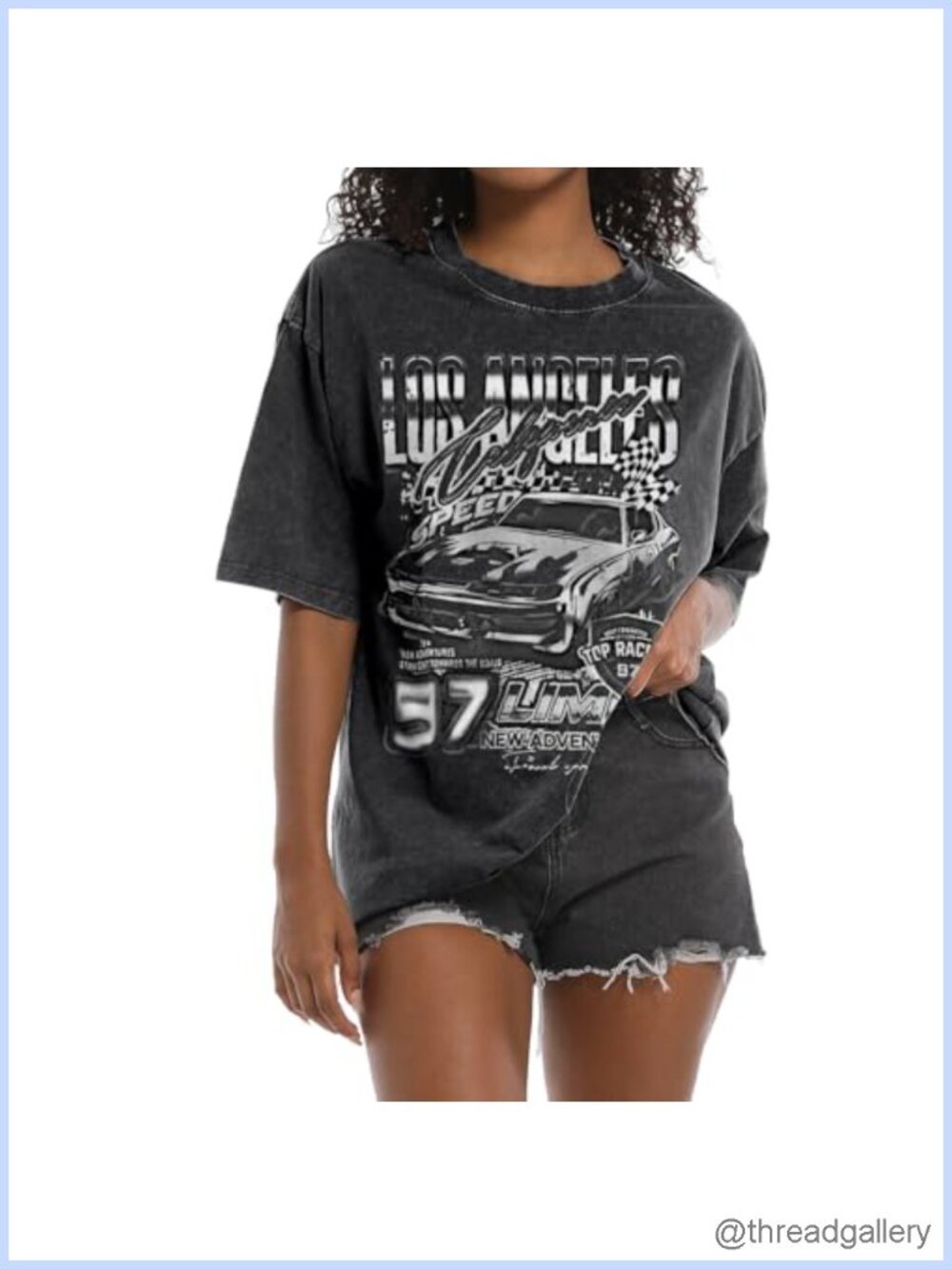 Oversized Graphic Tee Women Baggy Streetwear Cotton Drop Shoulder T-Shirt